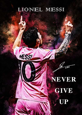 Lionel Messi Never Give Up Poster