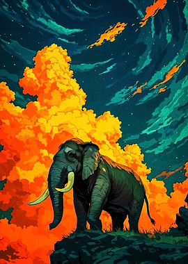 Elephant Colorful Sky