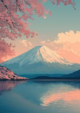 Mount Fuji Cherry Blossoms Landscape