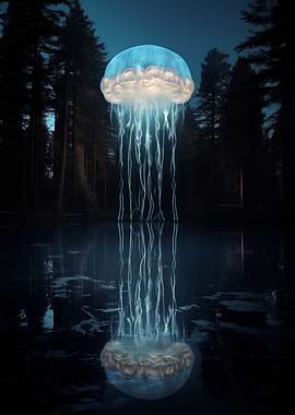 Glowing Jellyfish in Forest