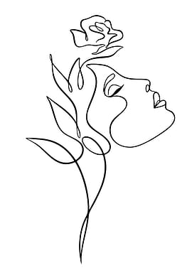 Woman and Rose Continuous Line Art