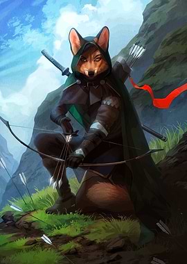 Fox Archer in Mountainous Landscape