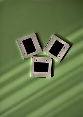 Minimalist Retro Slide Frames on Mint Green Background – Soft Light Fine Art Print