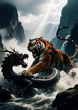 Tiger versus Dragon Epic Battle