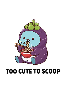 Cute Mangosteen Character Eating Ramen