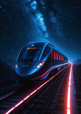 Futuristic Train Starry Night