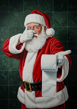 Santa Claus Holding Toilet Paper