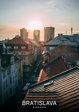 Bratislava, Slovakia cityscape at sunset