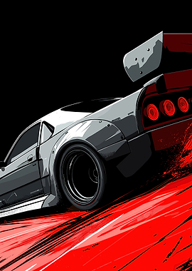 Grey Car with Red Accents