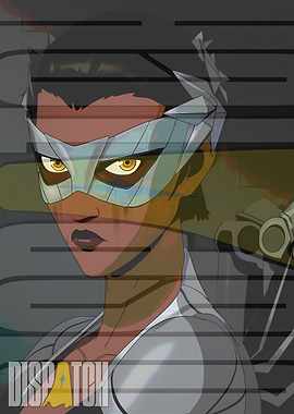 Female Character with Mask and Dispatch Logo