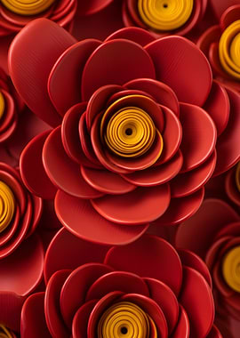 Red and Yellow Flower Pattern