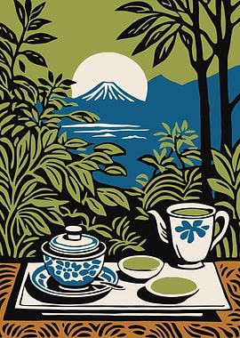 Japanese Tea Ceremony with Mountain View