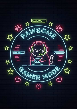 Pawsome Gamer Mode Neon Sign