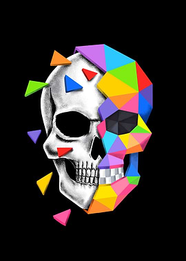 Geometric Skull Art on Black Background