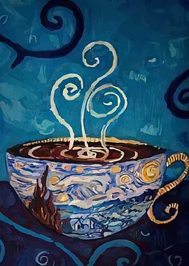Starry Night Coffee Cup Painting