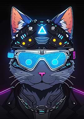 Cyberpunk Cat Portrait