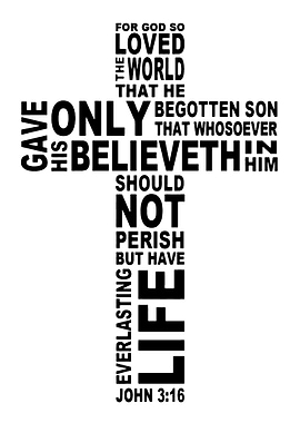 John 3:16 Cross Text Art