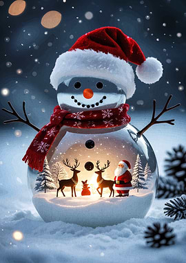 Christmas Snowman Globe with Santa