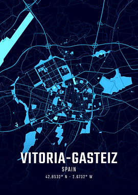Vitoria-Gasteiz Midnight City Map