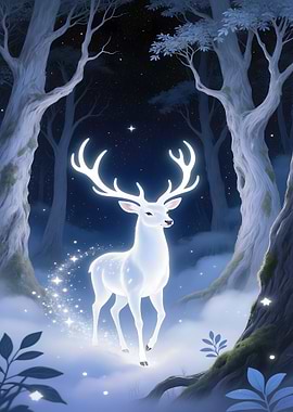 Glowing Deer in Enchanted Forest