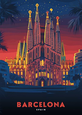 Barcelona, Spain Travel Poster