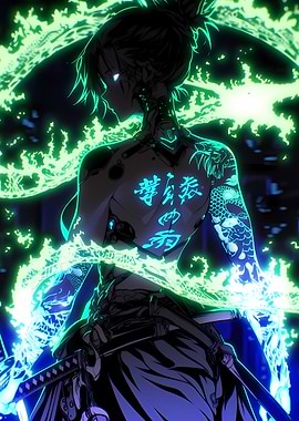 Cyberpunk Samurai Girl with Neon Glow