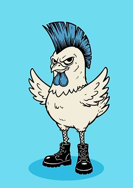 Punk Rock Chicken Cartoon