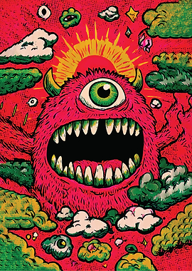 One-Eyed Monster in a Cloudy Sky