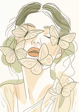 Woman with Butterflies Digital Art