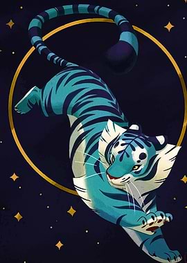 Blue Tiger with Golden Circle