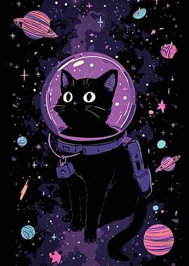 Astronaut Cat in Space