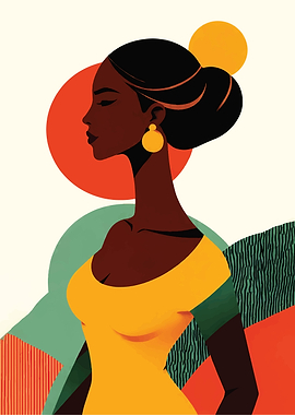 Elegant Woman Portrait with Geometric Background