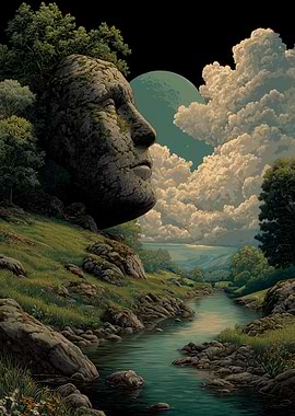 Stone Face Landscape with River