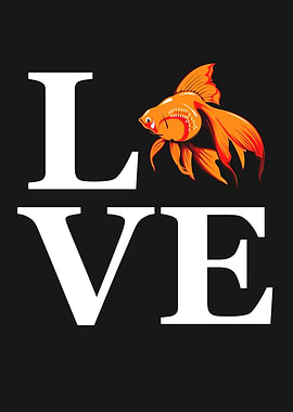 Retro Goldfish Love Poster