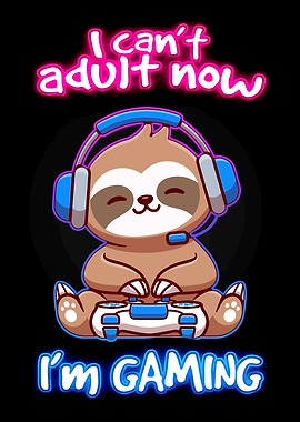 Gaming Sloth Cartoon