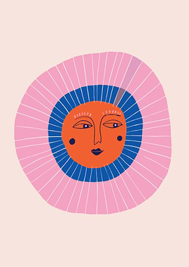 Abstract Sun drawing Boho Wall art, Minimalist Scandinavian artwork, Boho Decor Summer sun