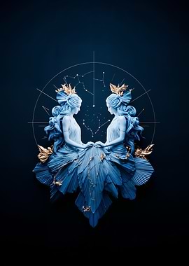 Kintsugi Gemini Zodiac Sign Art