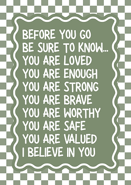 Inspirational Affirmation Art with Checkered Background
