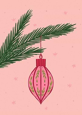Christmas Ornament on Pink Background