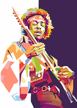 Jimi Hendrix Colorful Pop Art Portrait