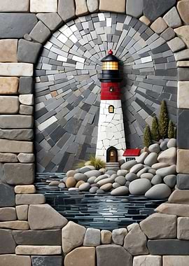 Lighthouse Stone Mosaic Art