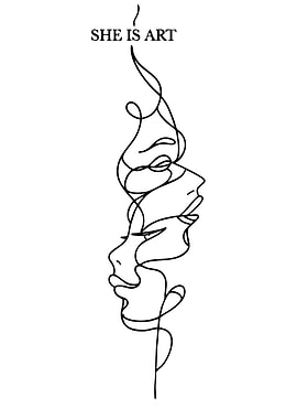 She is Art Line Drawing