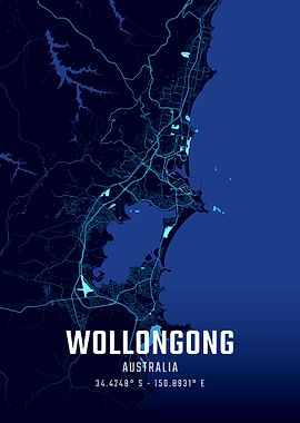 Wollongong Midnight City Map