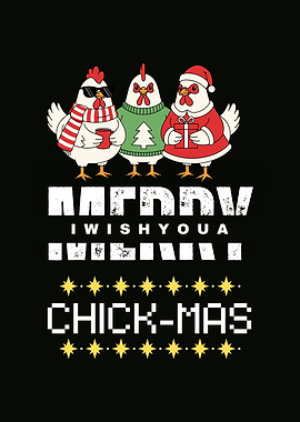 Merry Chick-Mas Holiday Illustration