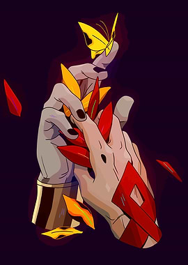 Hands with Butterfly and Red Leaves