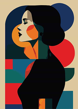Abstract Woman Portrait with Geometric Shapes