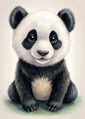 Cute Panda Bear Cub Illustration