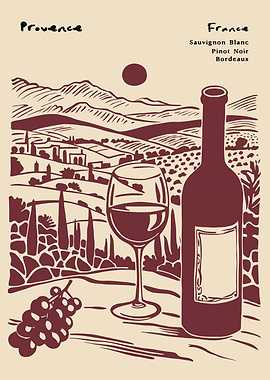 Provence Wine Country Illustration