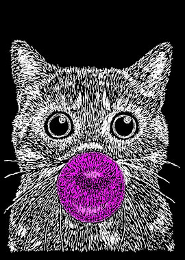 Cat with Bubblegum Pop Art