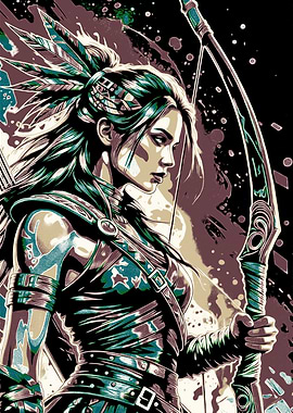 Female Archer with Bow and Arrow